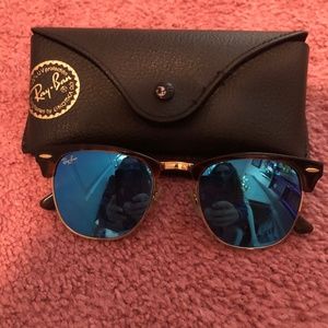 Blue Flash Lense Clubmaster Ray Bans